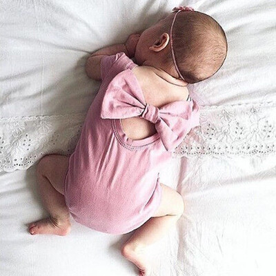 

Infant Baby Girl Kid Newborn Solid Bow Romper Bodysuit Sunsuit Outfits