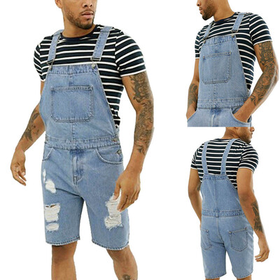 

Gobestart Mens Plus Pocket Jeans Overall Jumpsuit Streetwear Overall Suspender Pants