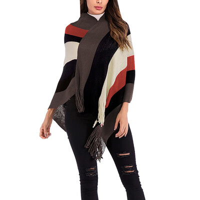 

Tailored Women V-Neck Irregular Patchwork Cloak Loose Shawl Cardigan Sweater Coat