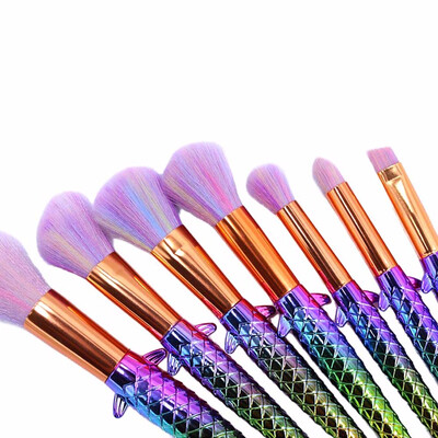 

〖Follure〗7 PC Fish Tail Fish Scale Makeup Brush Suit Tools Foundation Makeup Brush