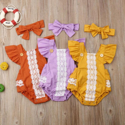 

USA Newborn Kid Baby Girl Summer Lace Romper Jumpsuit Bodysuit One-Pieces Outfit