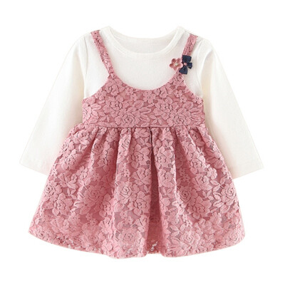 

Baby Girl Lace Dress Long Sleeve Girl Solid Dress Spring Autumn Fashion Children Cotton Clothing Princess Tutu Dress