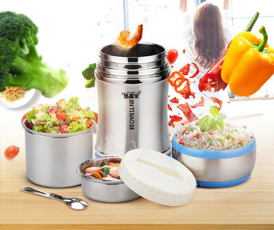 

3000ml Double Wall Stainless Steel bucket sealing lunch container Spill-proof vacuum thermal insulation large capacity caster