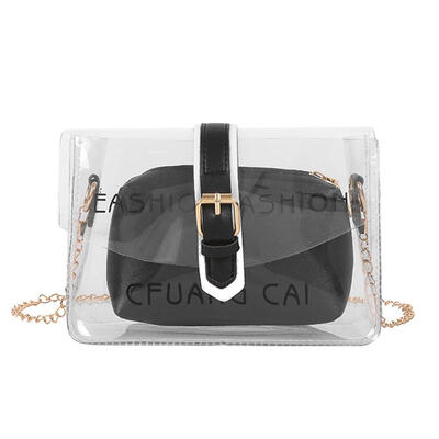 

2pcsset Clear Chain Crossbody Clutch Women Shoulder Messenger Handbags
