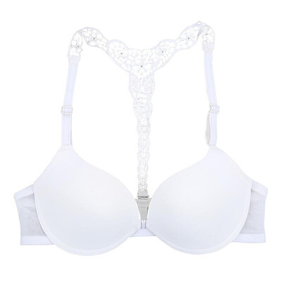 

Fashion Women Bra Front Closure Sexy Lace Racer Back Smooth Surface Push Up Underwear Lingerie