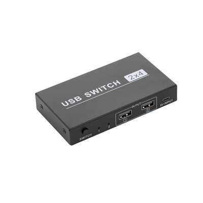 

USB Switch 2x4 Peripheral Switcher 2 Computers Sharing 4 USB Devices USB20 Hub for MouseU DiskKeyboardCameraPrinter with 2 US