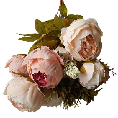 

〖Follure〗1 Bouquet Vintage Artificial Peony Silk Flowers Bouquet for Decoration
