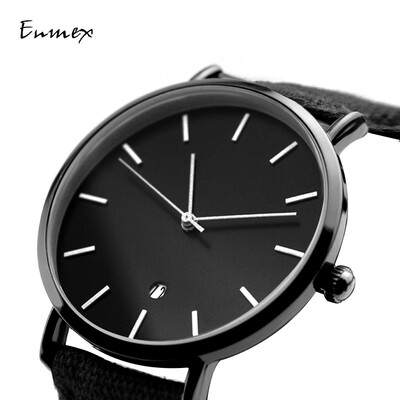 

Design of simple canvas cool black watch light&thin two-needle cold tie watch when translating holiday gift Enmex