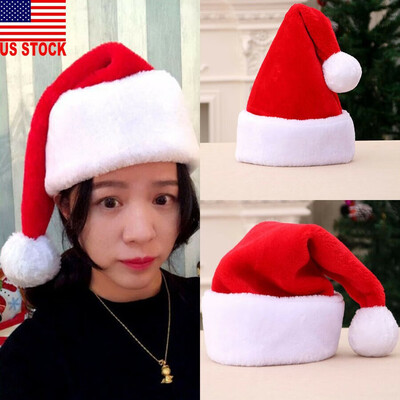 

Christmas Adults Santa Warm Plush Xmas Elastic Cap Cosplay Party Costume Hats