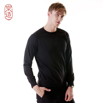 

JZAO Mens sweater round neck long-sleeved casual pullover 2018 autumn&winter casual hatless sweater Navy  code