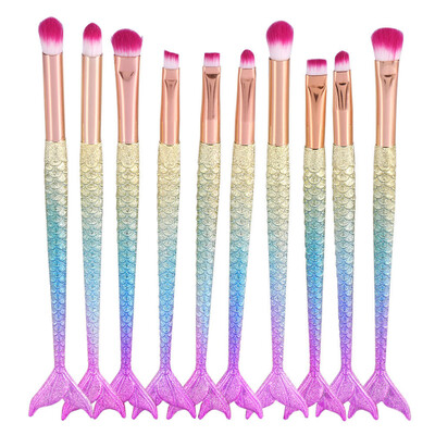 

〖Follure〗10PCS Mermaid Brush Set Foundation Eyeshadow Brushes Makeup Brushes Beauty