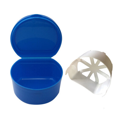 

Siaonvr Denture Bath Box Case Dental False Teeth Storage Box with Hanging Net Container