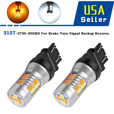 

2x 3157 5730 20-LED Switchback Dual Color White AmberTrailer Light Bulbs 12V