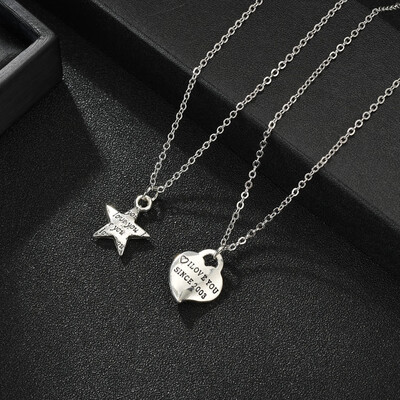 

Trendy Cute Best Friends Pendant Necklace Stars Life Tree Heart Necklace For Women Girl Silver Chain BFF Friendship Jewelry Gift