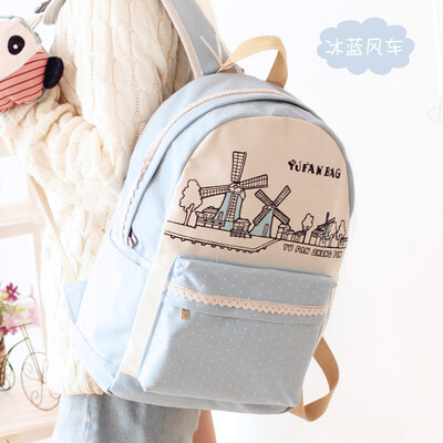 

Canvas backpack Korean girls heart travel backpack cute Mori leisure high school students schoolbag female junior high school stud