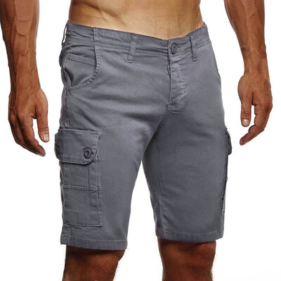 

Gobestart Mens Button New Style Cotton Multi-Pocket Overalls Shorts Fashion Pant