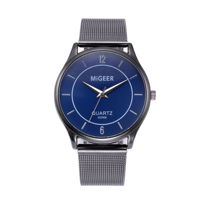 

Gobestart Fashion Man Design Stainless Steel Mesh belt Analog Alloy Quartz Wrist Watch