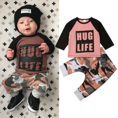 

US Stock Newborn Baby Boy Girl Autumn Clothes Tops T-shirt Pants Leggings Outfit