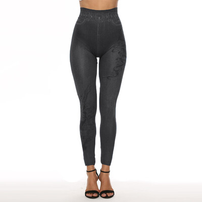 

Tailored Ladiesprinted Jeans Bottoms Hip Lift Overshoot And Slim Nine-minute Pants