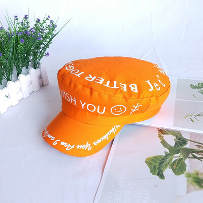 

Net Red Hat Womens Summer Korean Graffiti Letters Navy Hat Chao Men England Joker Duck Tongue Beret Autumn