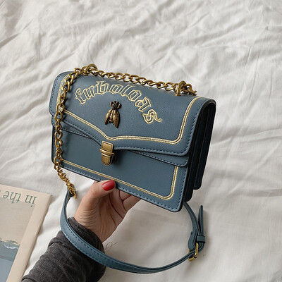 

Qiao Bani 2019 new European&American style fashion embroidery bee lock lock color wine bag unilateral oblique tide handbag