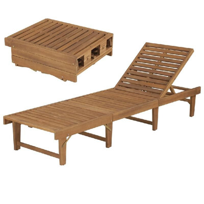 

Folding Sun Lounger Solid Acacia Wood