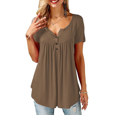 

Women Ladies Summer Cotton Short Sleeve Casual Loose Tops Blouse Tee T-Shirt