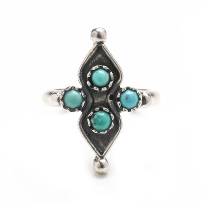 

Fashion Bohemia Turquoise Cactus Sun&Moon Ring Retro Carved Geometric Ring