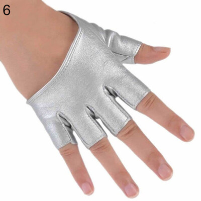 

Women Ladies Fashion Half Finger Faux Leather Short-Figures Gloves Half Palm