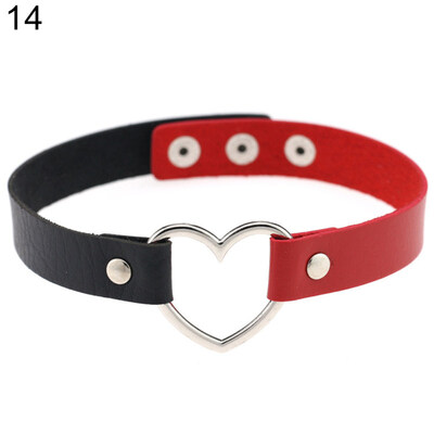 

Women\s Punk Faux Leather Love Heart Collar Choker Necklace Jewelry Charm Gift