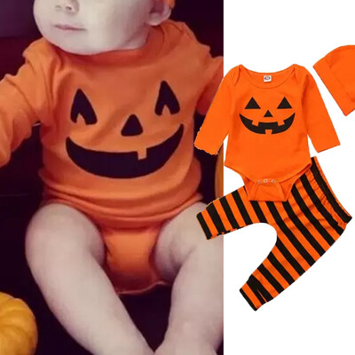 

Newborn Baby Girl Boy Halloween Romper Bodysuit Cotton Pumpkin Outfits