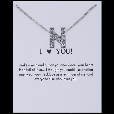 

Sale 26 Letters Pandent I Love You Fashion Simple Silvery Chain Rhinestone Charm Crystal Women Necklace Jewelry Gift