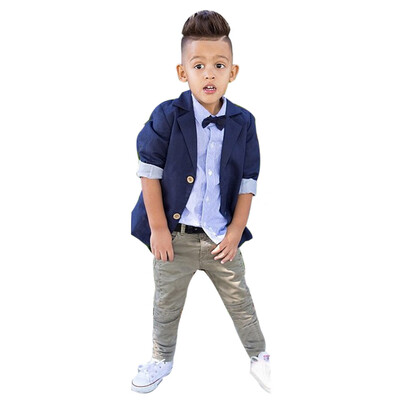 

1Set Kids Toddler Boy Handsome T-shirtCoatTrousers Pants Clothes Outfits