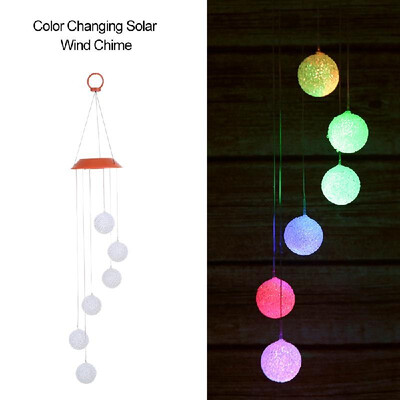 

Color Changing Solar Wind Chime Six Balls Mobile Romantic Wind-Bell Outdoor LED Hanging Night Lights for Garden Yard Festival Deco