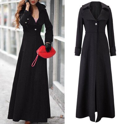 

Roseonmyhand Womens Winter Lapel Slim Coat Trench Jacket Long Parka Overcoat Outwear