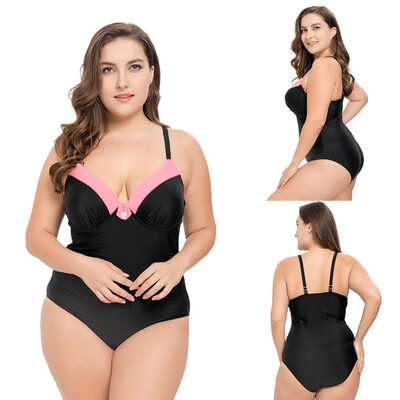 

Saidsome Womens Casual Plus Size Stitching Multicolor Bikini One-piece Swimsuit