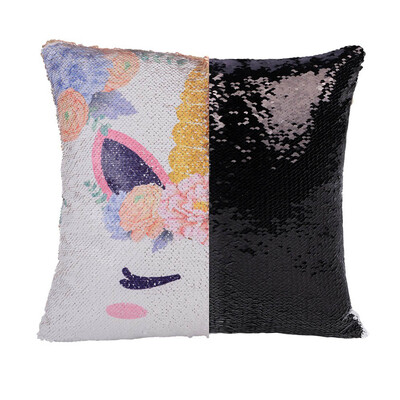 

16" Magic Unicorn Reversible Sequin Pillow Cover Case Throw Cushion Home