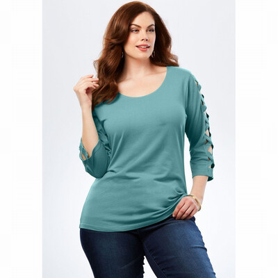 

Plus Size fat womens bottoming T-shirt autumn solid color long-sleeved shirt womens