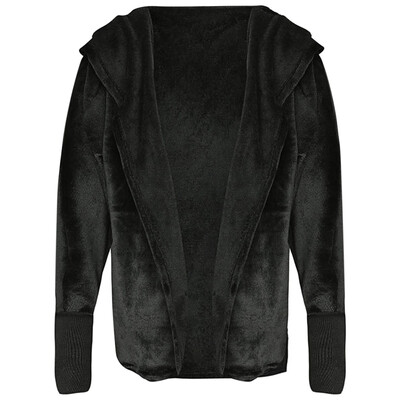 

Hooded Long Sleeve Faux Fur Fleece Open Front Solid Color Coat Women Hoodie