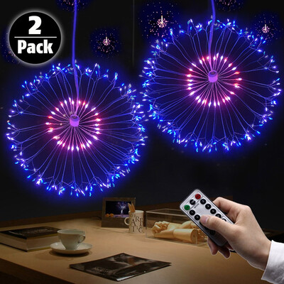 

Fairy String Lights 198 LED Firework Lights Battery Operated Hanging Starburst Light 8 Modes Dimmable with R