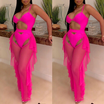 

Womens Beach Mesh Sheer Bikini Cover Up Swimwear Transparent Long Pant Trousers