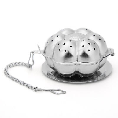 

Stainless Steel Tea Infuser Mesh Filter Locking Spice Tea Strainer wTray