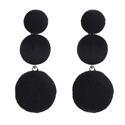 

Women Earrings Boho Round Button Long Ball Pom Pom Dangle Drop Earrings