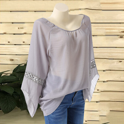 

Roseonmyhand Plus Size Women O-Neck Solid Lace Patchwork Half Sleeve Blouse Shirt Tops