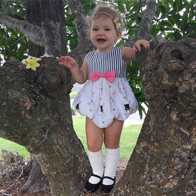 

2019 Newborn baby girls clothes cute Easter Bunny Sleeveless Romper Princess Baby Girls Clothing Easter Costume For Baby Girl