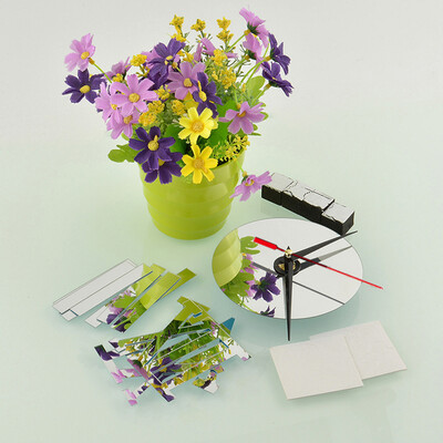 

〖Follure〗DIY Mirror Living Modern Design Home Room Decoration Time Wall Clock Black