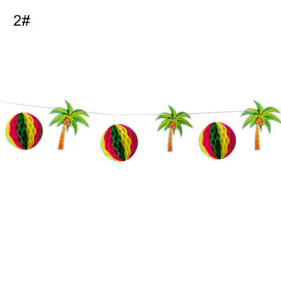 

Hanging Honeycomb Paper Flower Flamingo Coconut Tree Banner Birthday Party Decor
