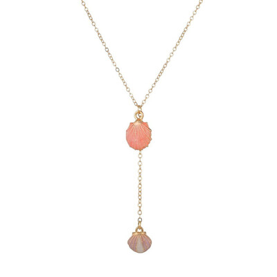 

Summer Sea Shell Pendants&Necklace For Women Orange Color Necklace New Trendy Jewelry Female Handmade Necklace Girls Gifts