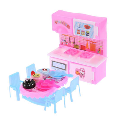 

1set Plastic Mini Kitchen Toys Dining Table Toys Kid Playing House Doll Kit