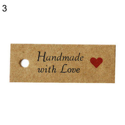 

100Pcs Kraft Paper THANK YOU MERCI HANDMADE WITH LOVE Printed DIY Gift Label Tag